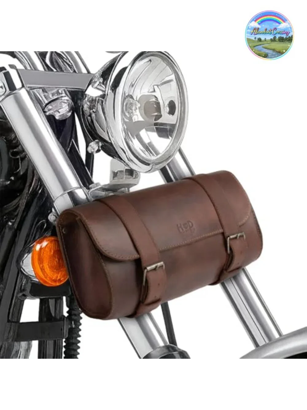 Full Grain Leather Motorcycle Handlebar Bag with 2 Straps, Tool Organizer,
